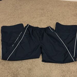 Black Track parachute Pants with White Stripes